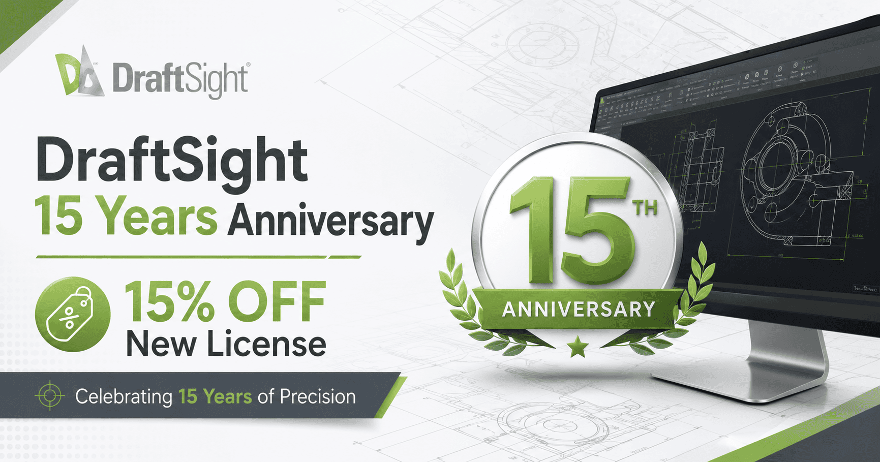 DraftSight 15 Years Anniversary Promotion ส่วนลด 15%