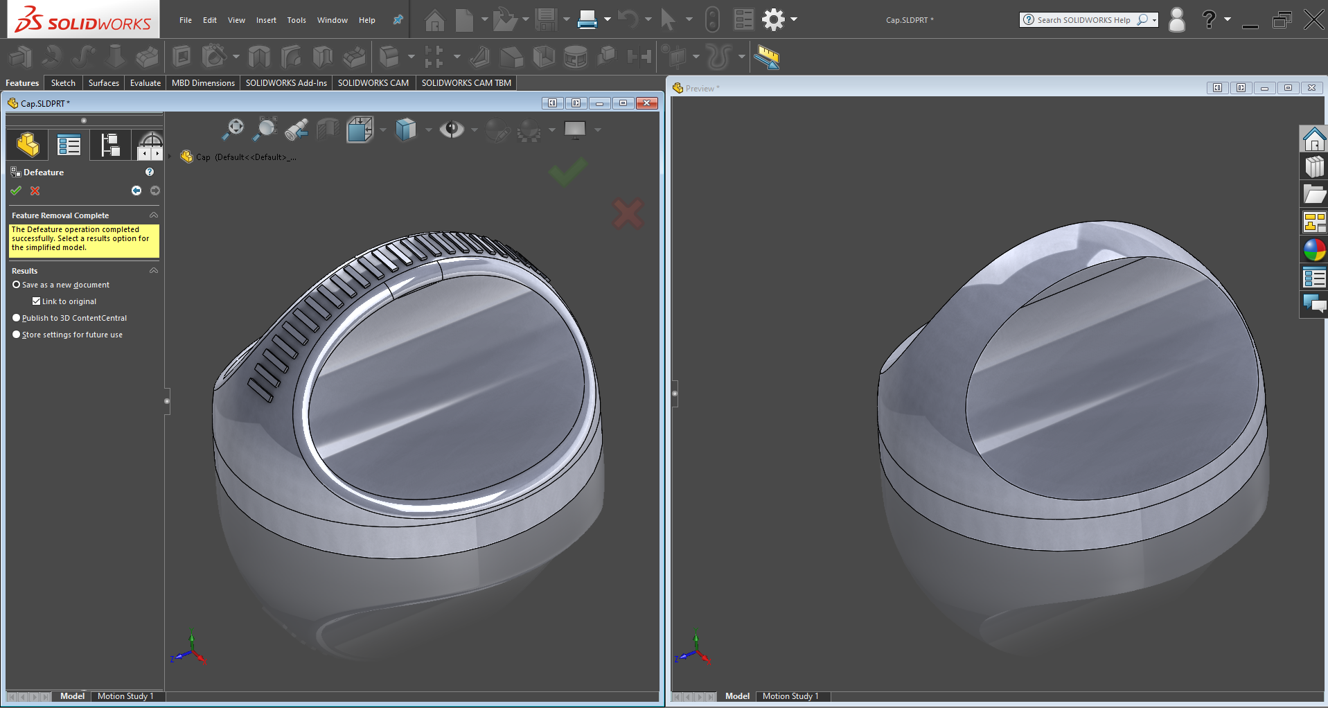 Defeature Tool กับ SOLIDWORKS รูปที่ 3