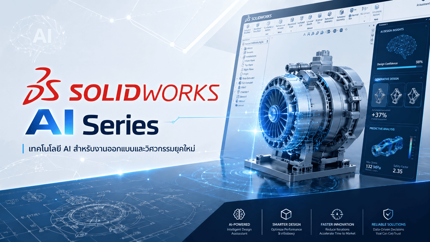 SOLIDWORKS AI คืออะไร สำหรับงานออกแบบ 3D CAD และวิศวกรรม